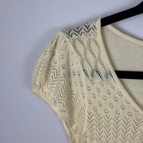 VTG Forever 21 Yellow silk Cottagecore Y2K Blouse‎ Juniors SZ MED Fairy Coquette - Picture 2 of 9